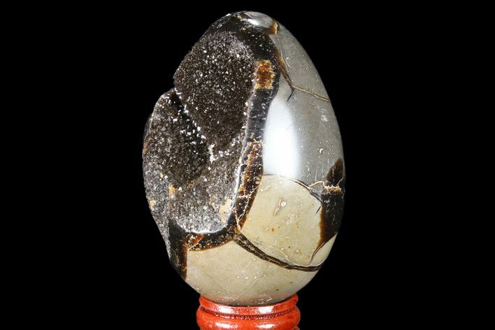 Septarian Dragon Egg Geode - Black Crystals #83188